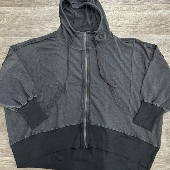 Free People Hoodie Zip Camden Black Medium nwt - Picture 2 of 10